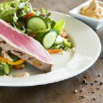 Savor Summer: Grilled Tuna Steak Paired with Crisp Cucumber Salad