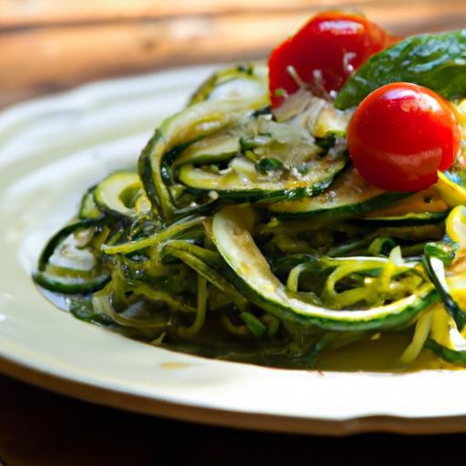 Fresh Zucchini Noodles with Pesto & Cherry Tomato Bliss