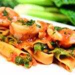 Savory Shrimp & Spinach Pasta Rolls with Roasted Red Flair