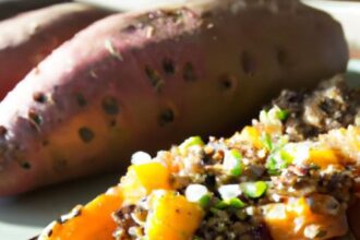 Twice Baked Sweet Potatoes Paired with Zesty Quinoa Salad