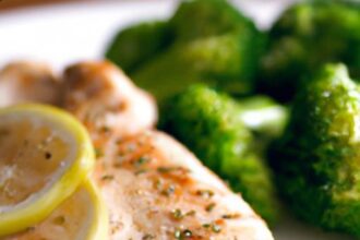 Zesty Grilled Lemon Herb Chicken Paired with Steamed Broccoli
