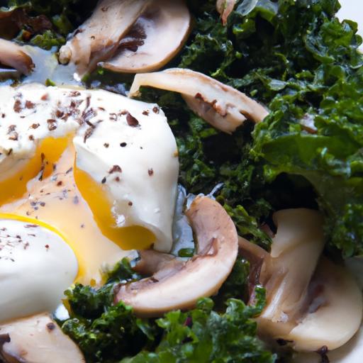 Savor Poached Eggs on a Bed of Sautéed Kale & Mushrooms