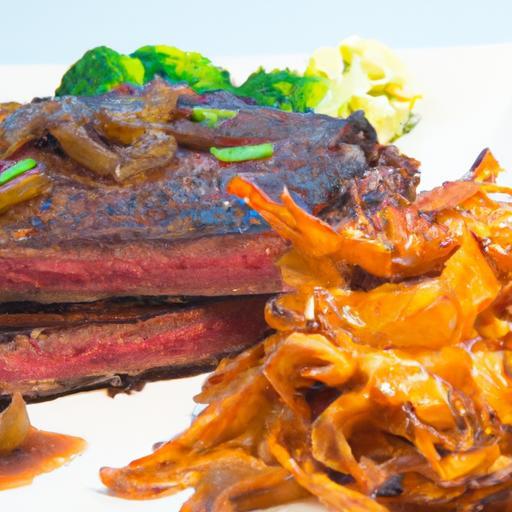 Savoring Ribeye Steak with Caramelized Onions & Crispy Fries