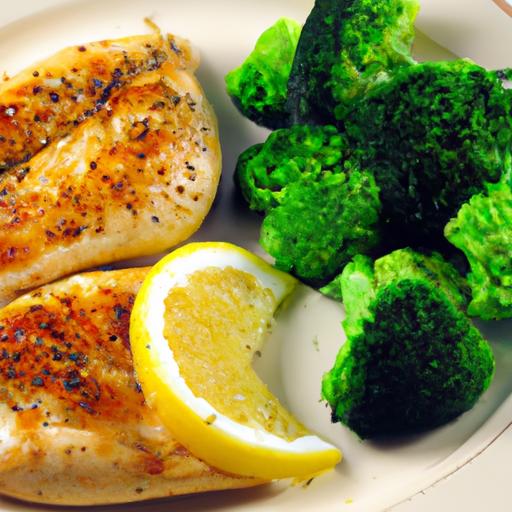 Zesty Grilled Lemon Herb Chicken Paired with ⁣Steamed⁢ Broccoli