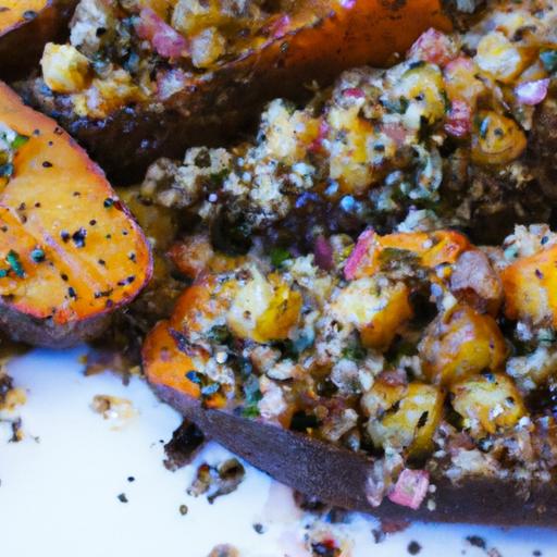 Twice Baked ​Sweet Potatoes Paired with zesty Quinoa Salad