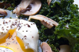 Savor Poached Eggs on a Bed of Sautéed Kale & Mushrooms