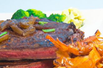 Savoring Ribeye Steak with Caramelized Onions & Crispy Fries