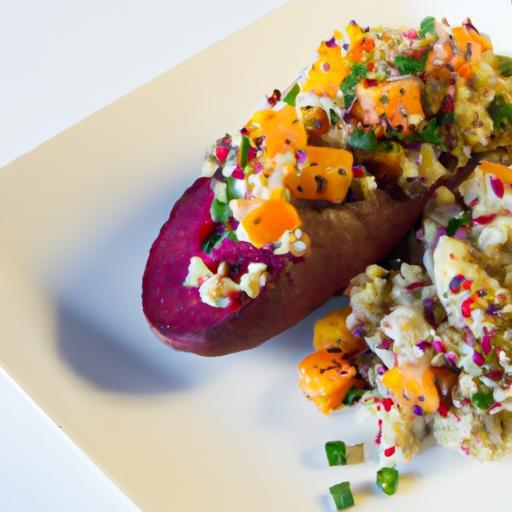 Twice-Baked Sweet Potatoes Paired with Vibrant Quinoa Salad