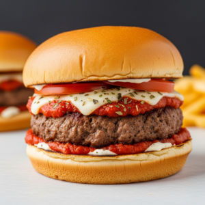 A steaming white plate of beef stroganoff with creamy beef and sliced mushrooms over curly egg noodles, garnished with parsley.
