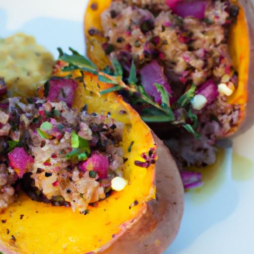 Twice-Baked Sweet Potatoes Paired ⁣with ‍Vibrant Quinoa Salad