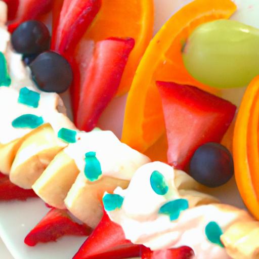 Colorful Fruit Kabobs with Creamy Yogurt Dip Delight