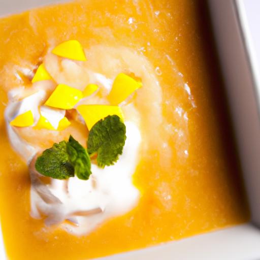 Chilled ​Mango Soup: Tropical Bliss Blended with Coconut Milk