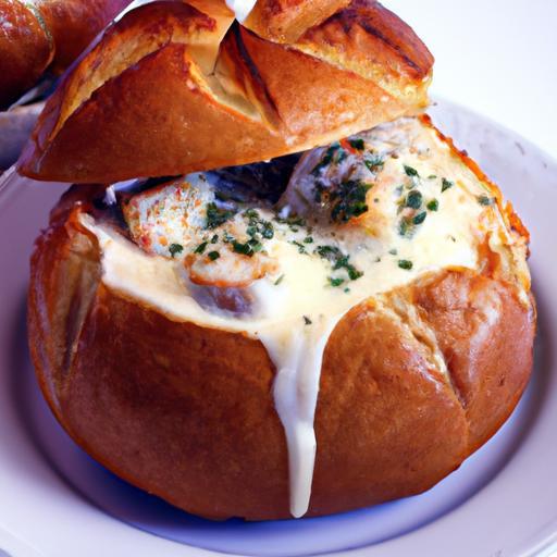 Savor the Comfort: Clam Chowder Served in Fresh Bread Bowls