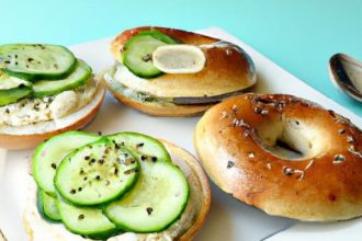 Fresh Mini Bagel Sandwiches with Cream Cheese & Cucumber