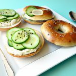 Fresh Mini Bagel Sandwiches with Cream Cheese & Cucumber