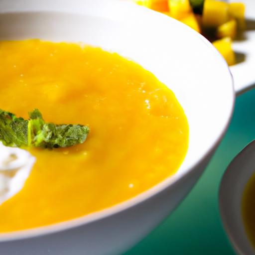 Chilled Mango Soup: Tropical Bliss with creamy Coconut Milk