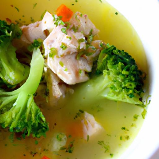 Hearty Broccoli Cheddar Soup with Chicken and fresh Veggies