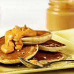 Wholesome Morning Boost: Whole-Grain Pancakes with Peanut Butter